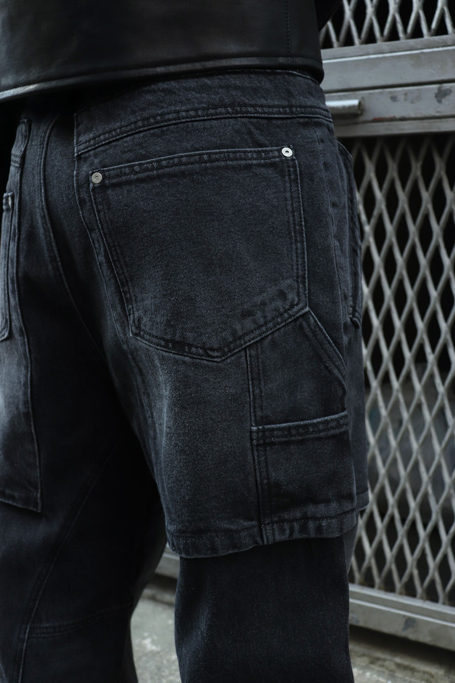 ANDERSSON BELL  UNISEX RAPTOR LAYERED WIDE-LEG JEANS(WASHED BLACK)