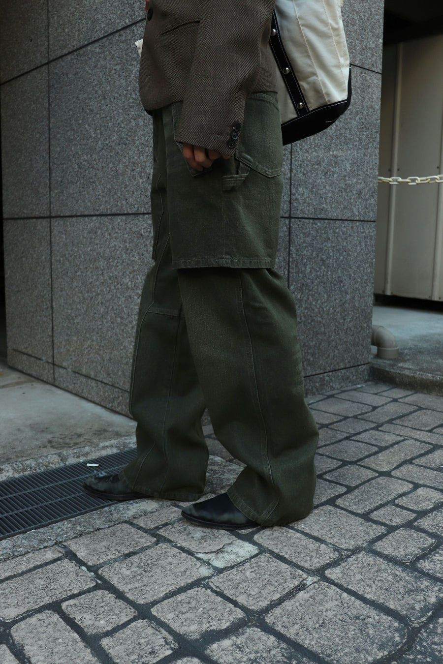 ANDERSSON BELL  UNISEX RAPTOR LAYERED WIDE-LEG JEANS(WASHED GREEN)