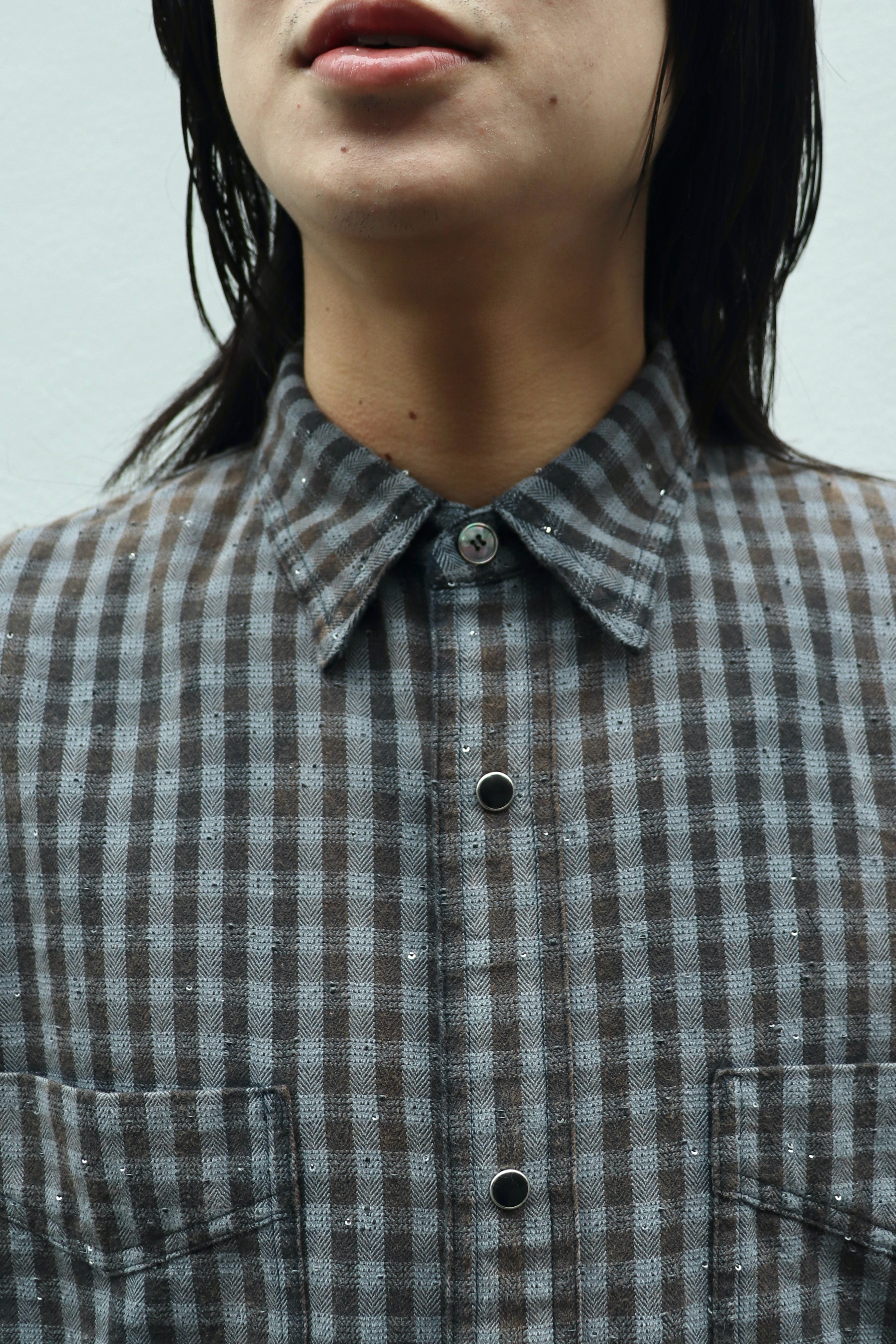 MASU(エムエーエスユー)のFADED SPARKLING PLAID SHIRT BLACKの通販