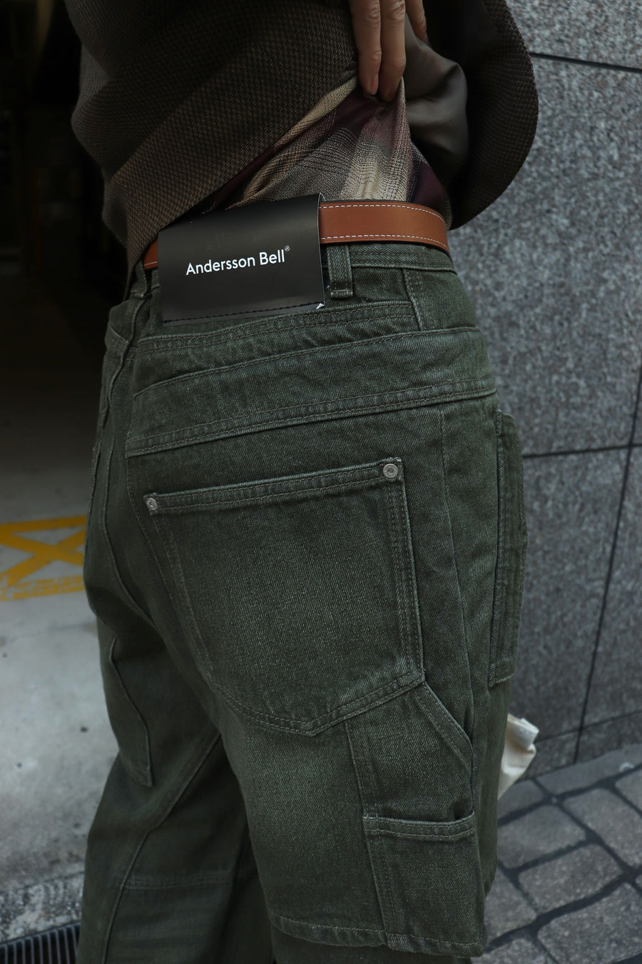 ANDERSSON BELL  UNISEX RAPTOR LAYERED WIDE-LEG JEANS(WASHED GREEN)