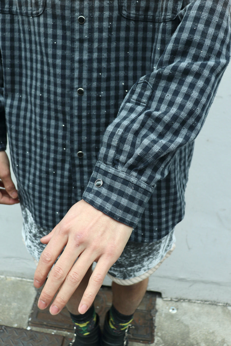 MASU(エムエーエスユー)のFADED SPARKLING PLAID SHIRT BLACKの通販