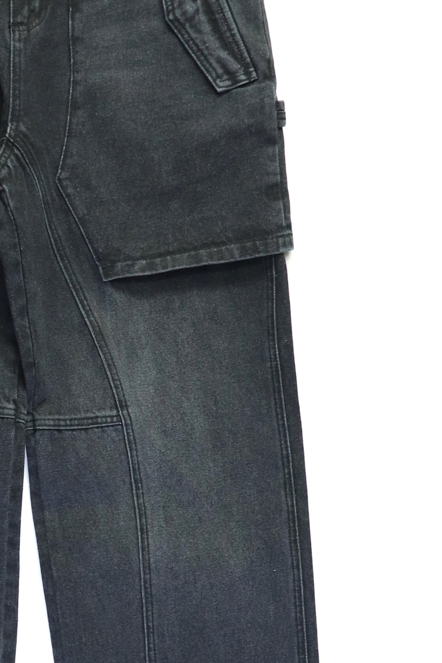 ANDERSSON BELL  UNISEX RAPTOR LAYERED WIDE-LEG JEANS(WASHED BLACK)