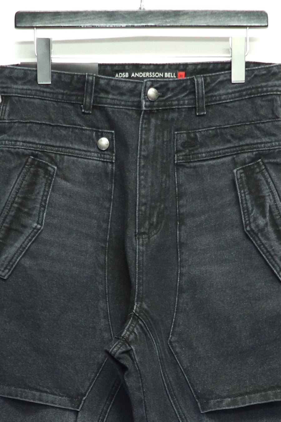 ANDERSSON BELL  UNISEX RAPTOR LAYERED WIDE-LEG JEANS(WASHED BLACK)