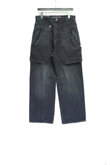 ANDERSSON BELL  UNISEX RAPTOR LAYERED WIDE-LEG JEANS(WASHED BLACK)