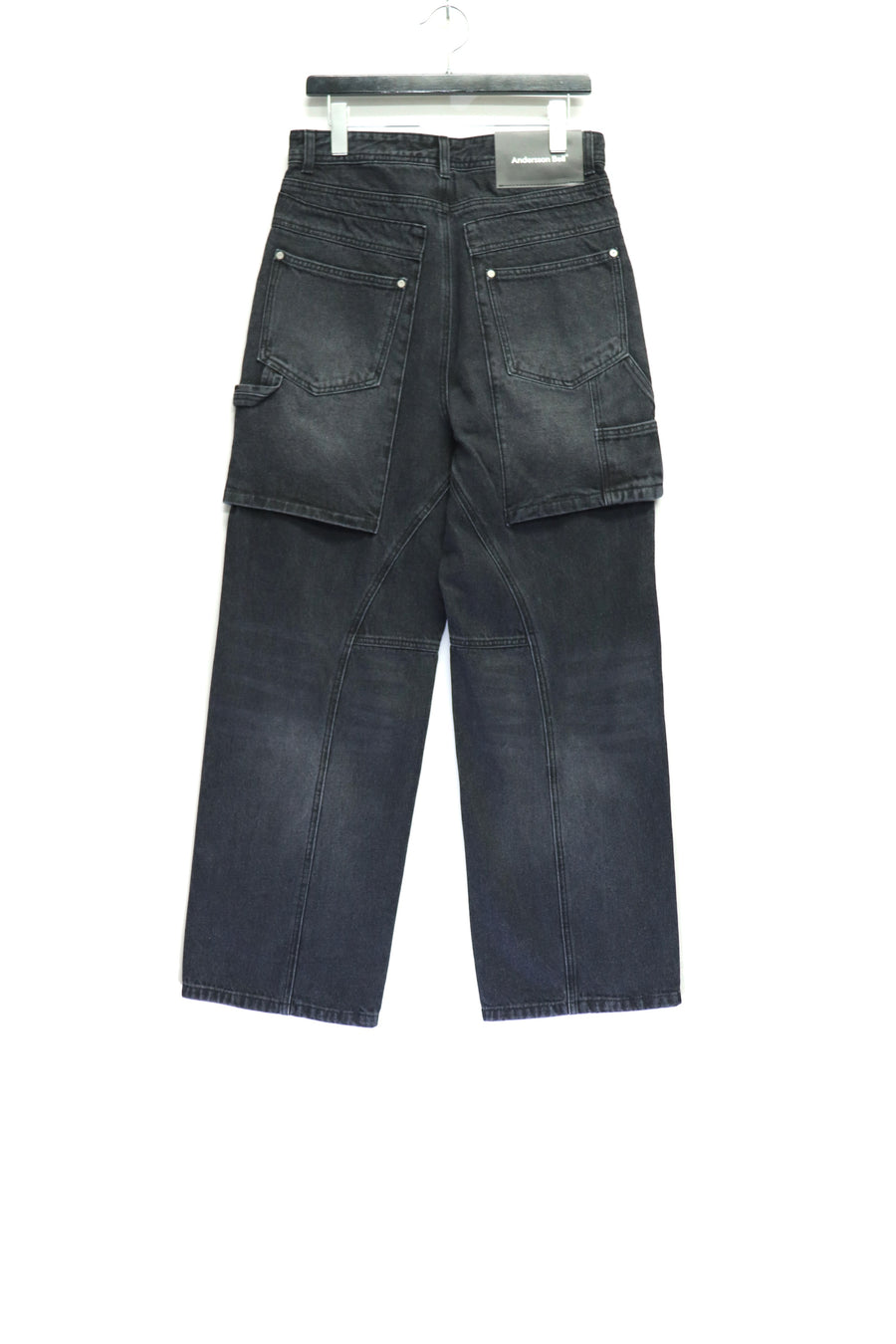 ANDERSSON BELL  UNISEX RAPTOR LAYERED WIDE-LEG JEANS(WASHED BLACK)