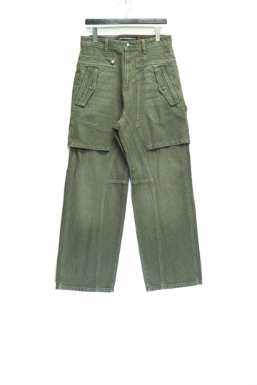 ANDERSSON BELL  UNISEX RAPTOR LAYERED WIDE-LEG JEANS(WASHED GREEN)