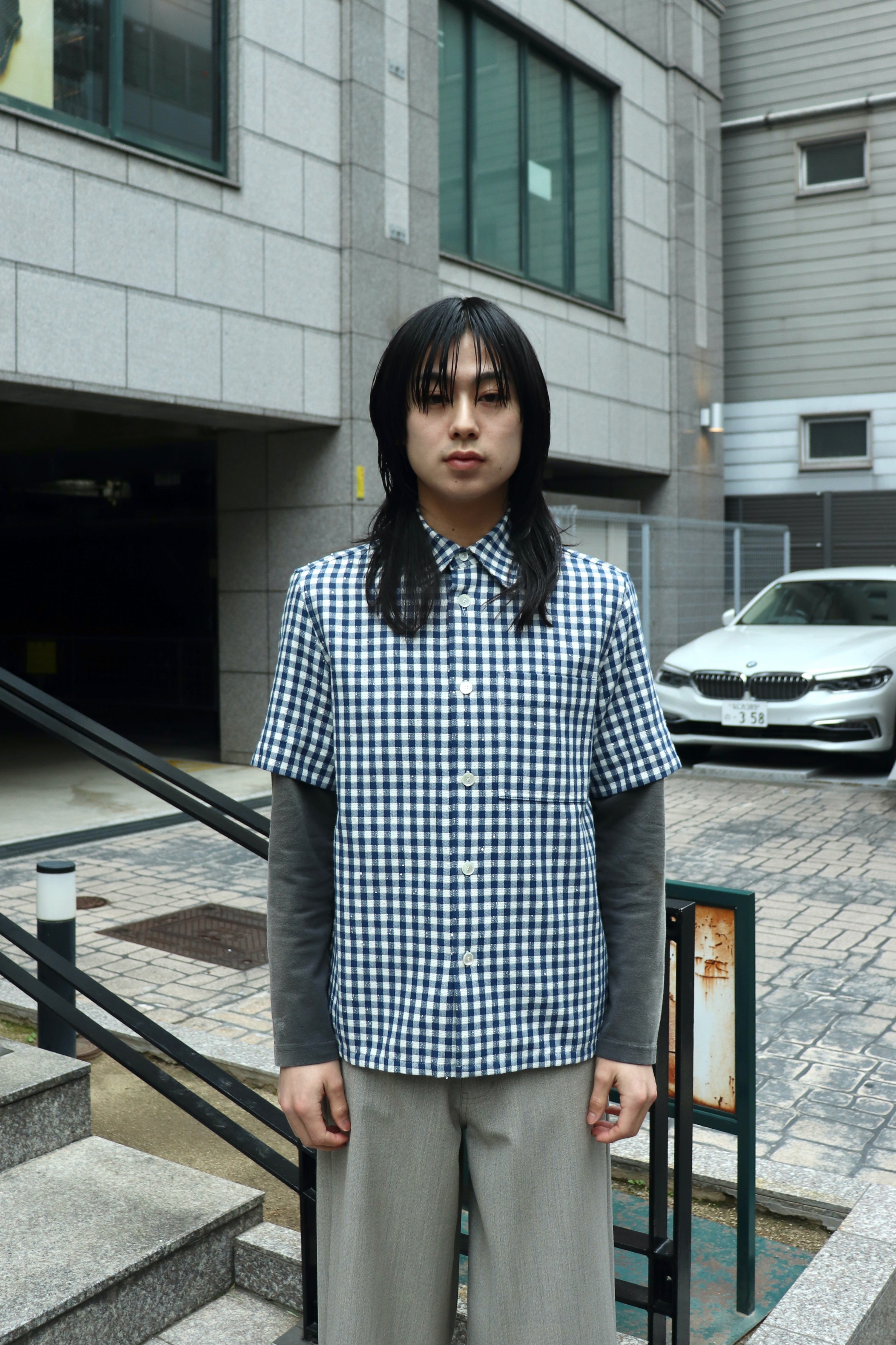 MASU(エムエーエスユー)のSPARKLING PLAID HALF SLEEVE SHIRT BLUEの