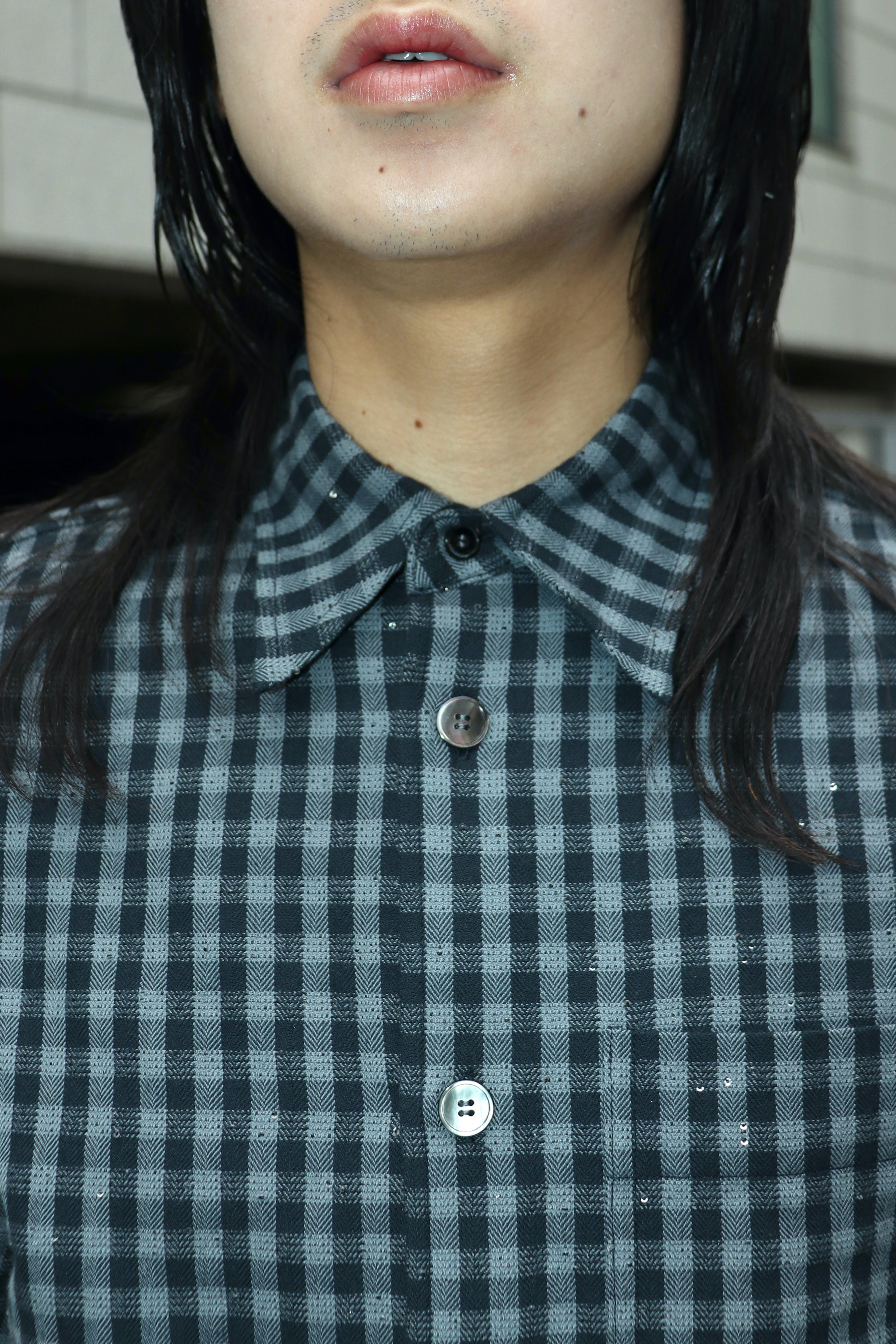 MASU(エムエーエスユー)のSPARKLING PLAID HALF SLEEVE SHIRT BLACKの