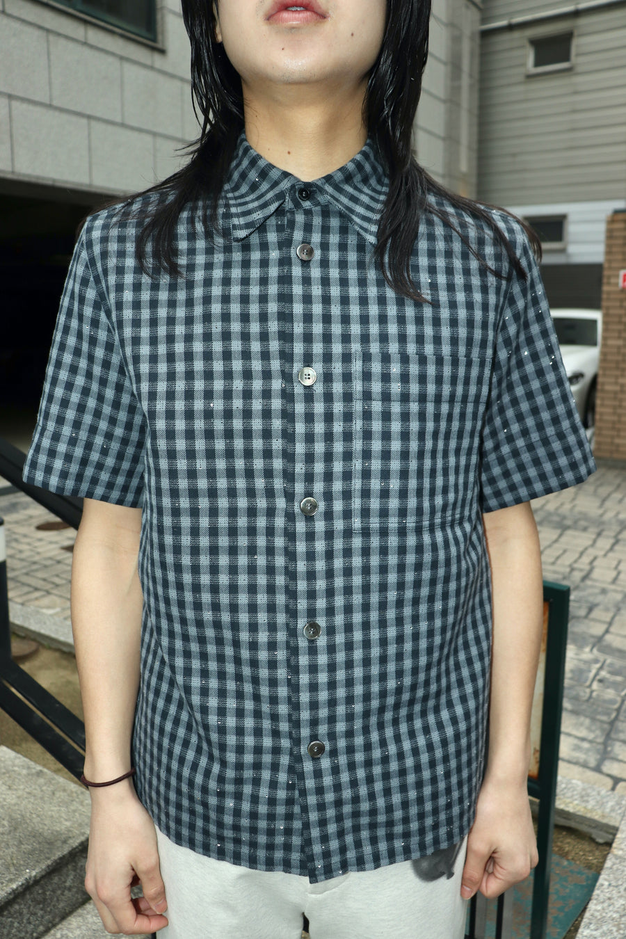 MASU(エムエーエスユー)のSPARKLING PLAID HALF SLEEVE SHIRT BLACKの