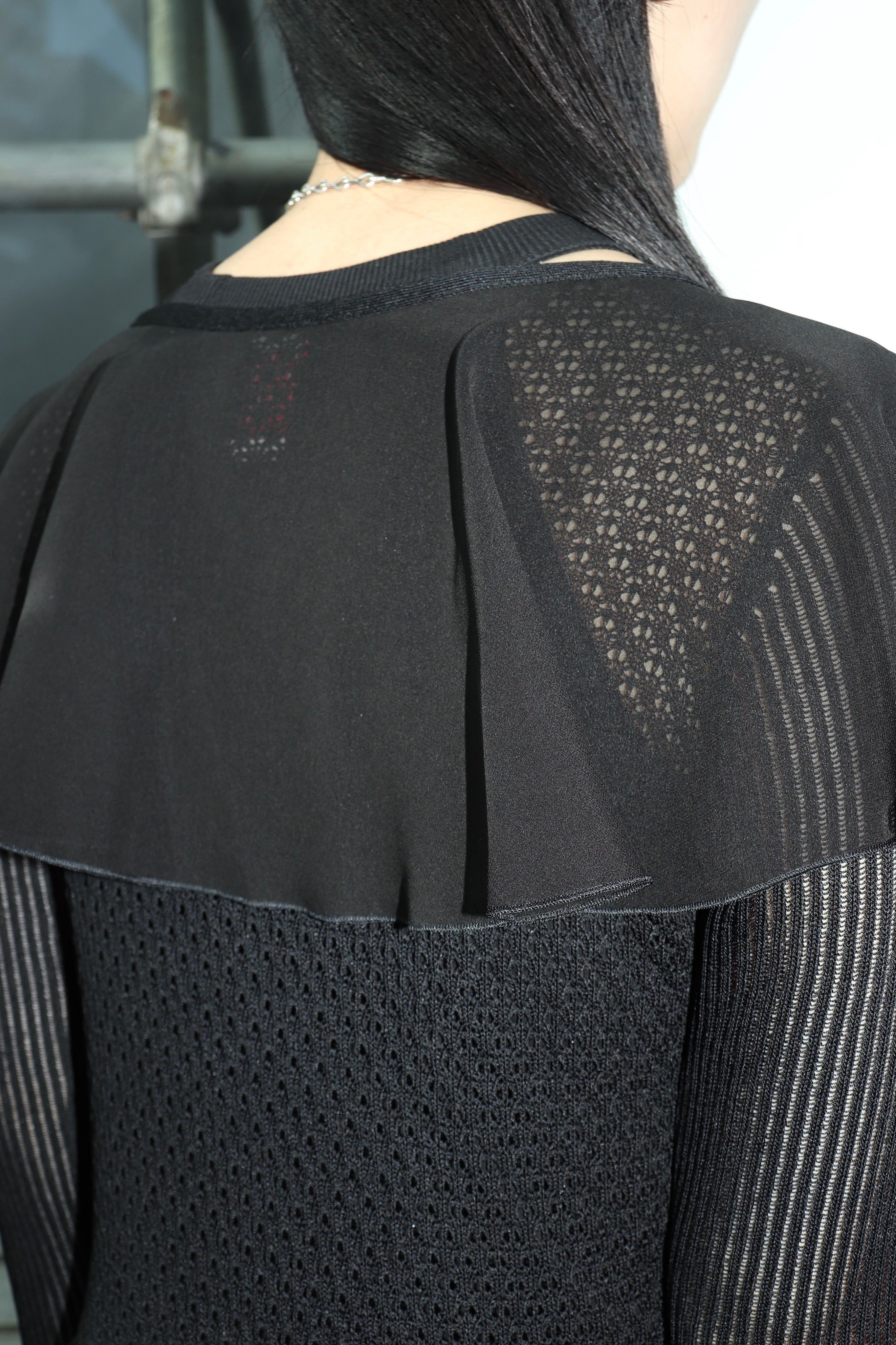 FETICO(フェティコ)のLACE KNIT LONGLINE CARDIGAN BLACKの通販
