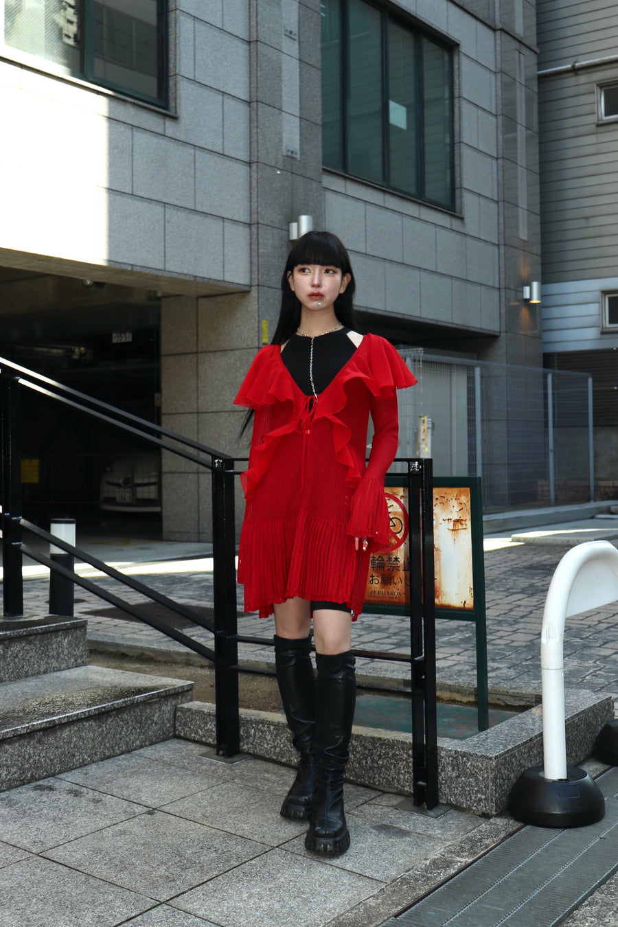 FETICO(フェティコ)のLACE KNIT LONGLINE CARDIGAN REDの通販｜PALETTE