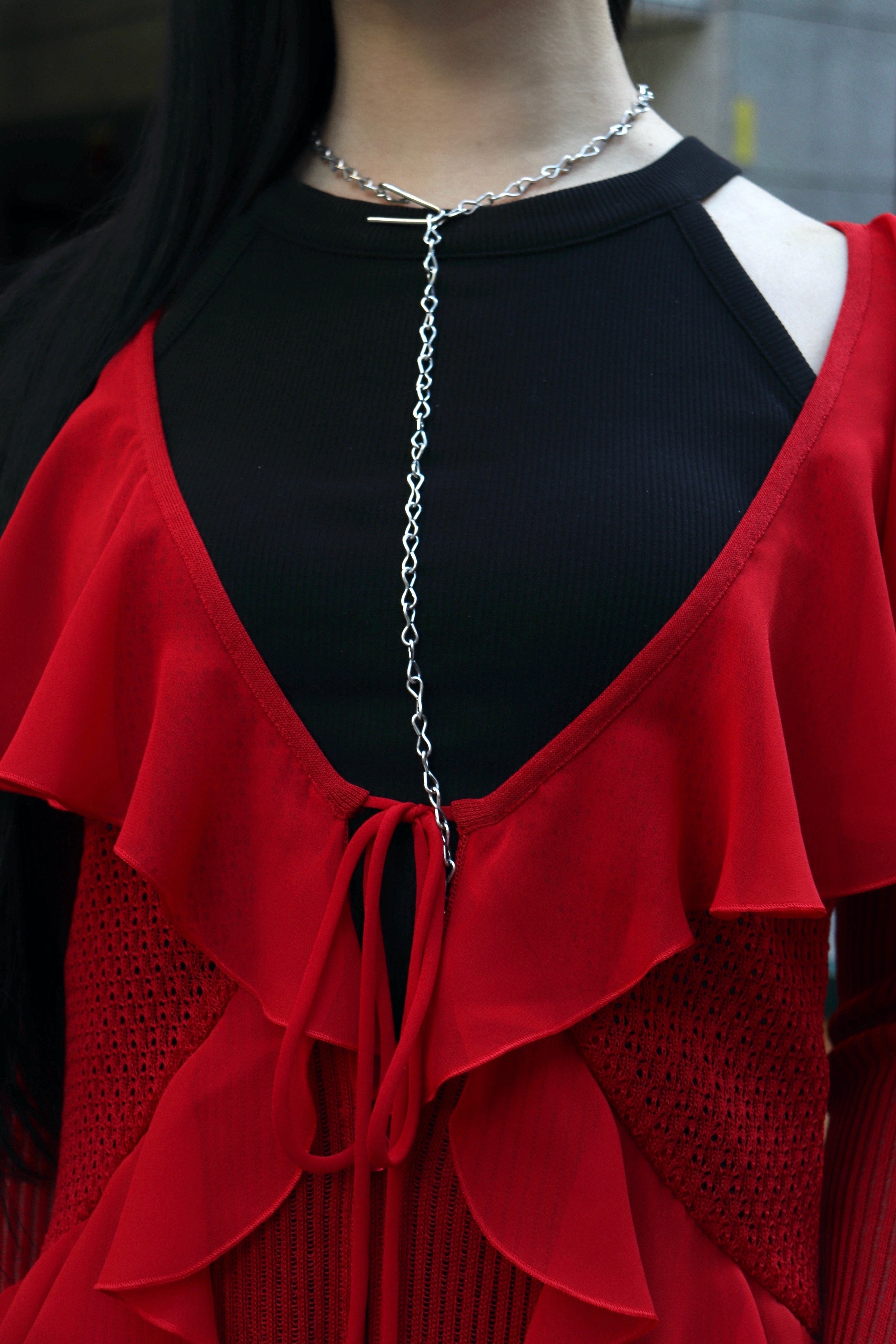 FETICO(フェティコ)のLACE KNIT LONGLINE CARDIGAN REDの通販｜PALETTE