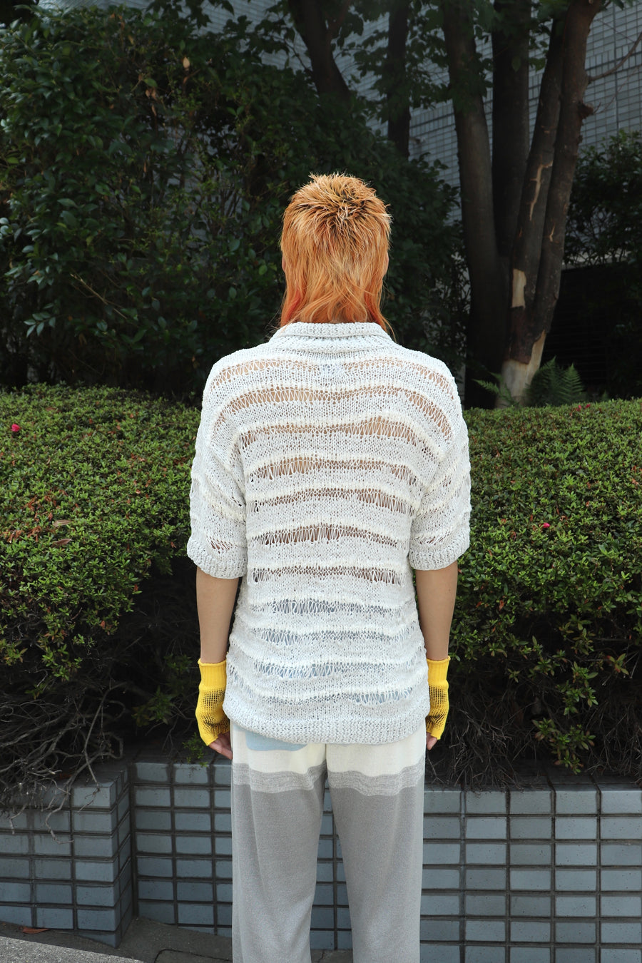 fluss × P.A.A.  Sheer hand knit polo