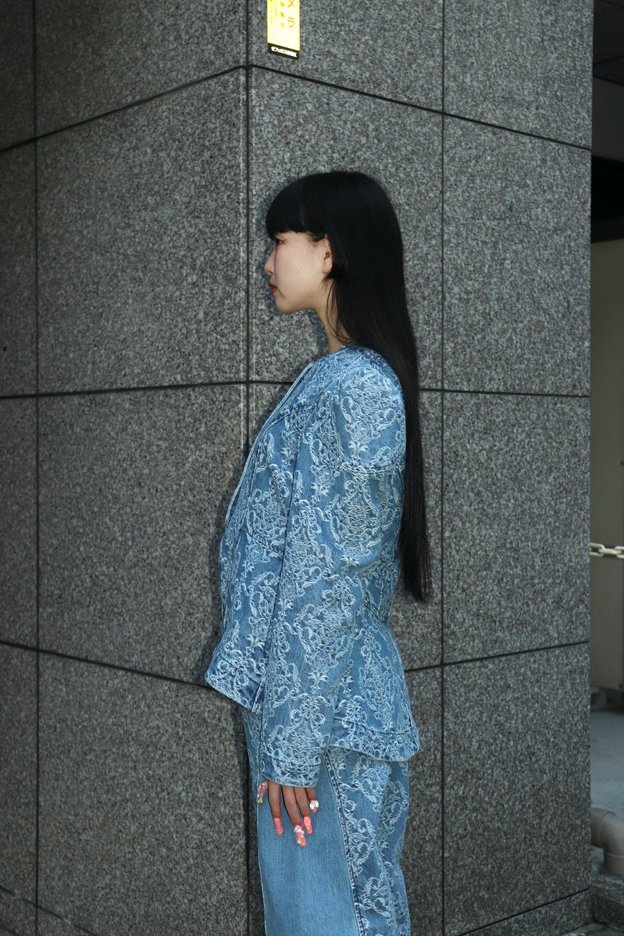 FETICO(フェティコ)のDAMASK-JACQUARD DENIM PEPLUM JACKETの通販