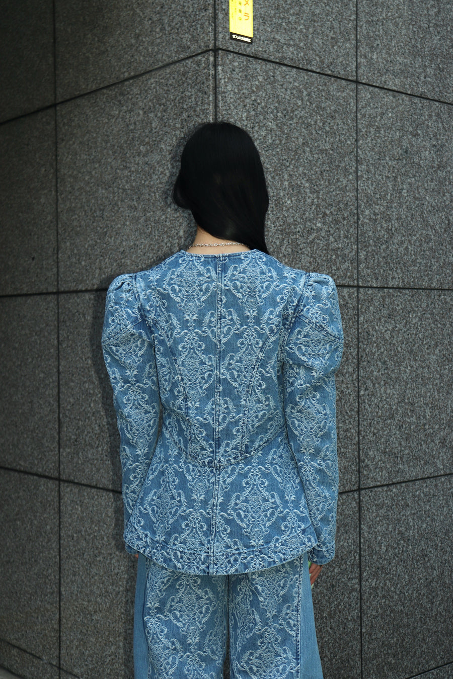 FETICO(フェティコ)のDAMASK-JACQUARD DENIM PEPLUM JACKETの通販