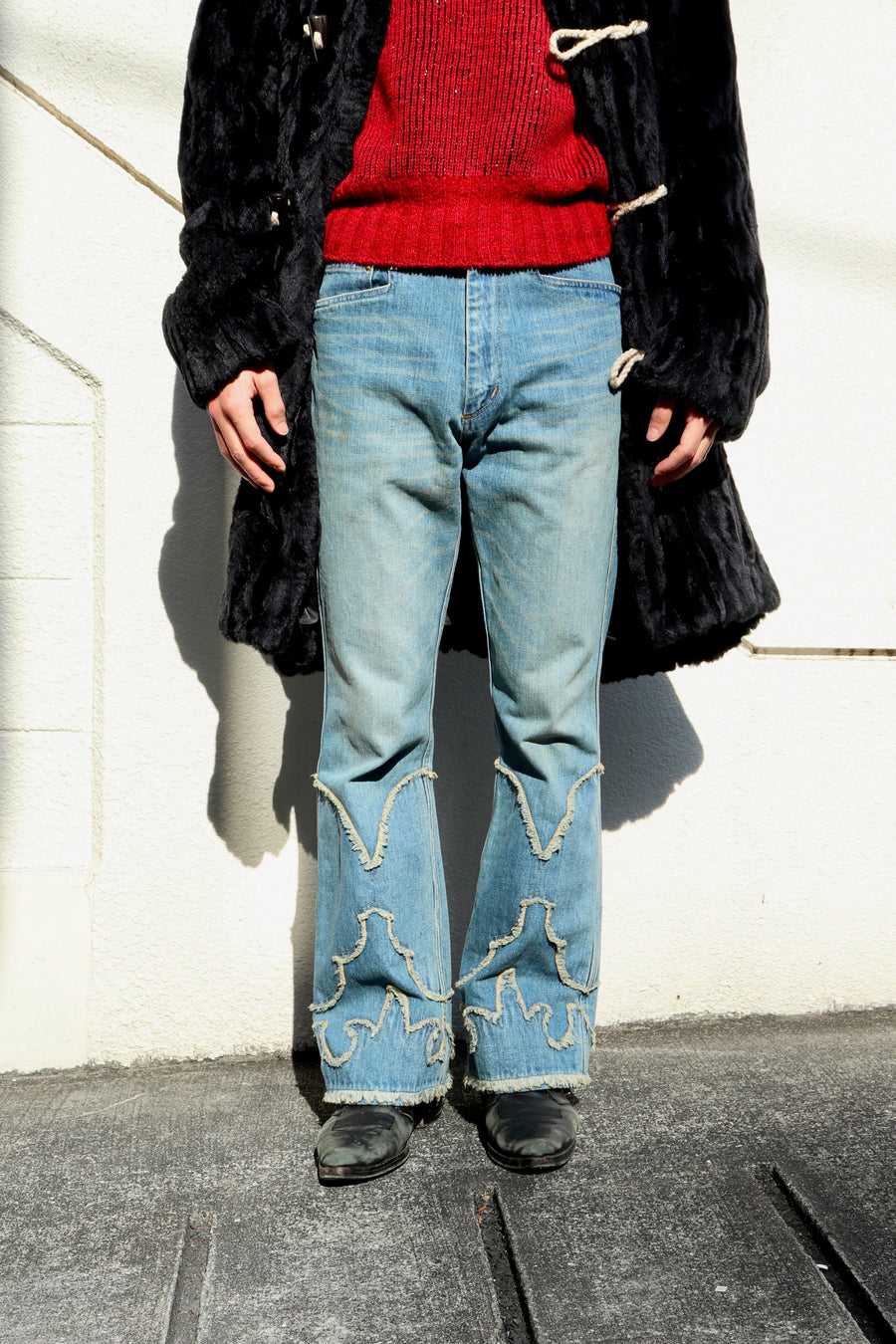 HOMMENA  Boots Cut Western Denim Pants