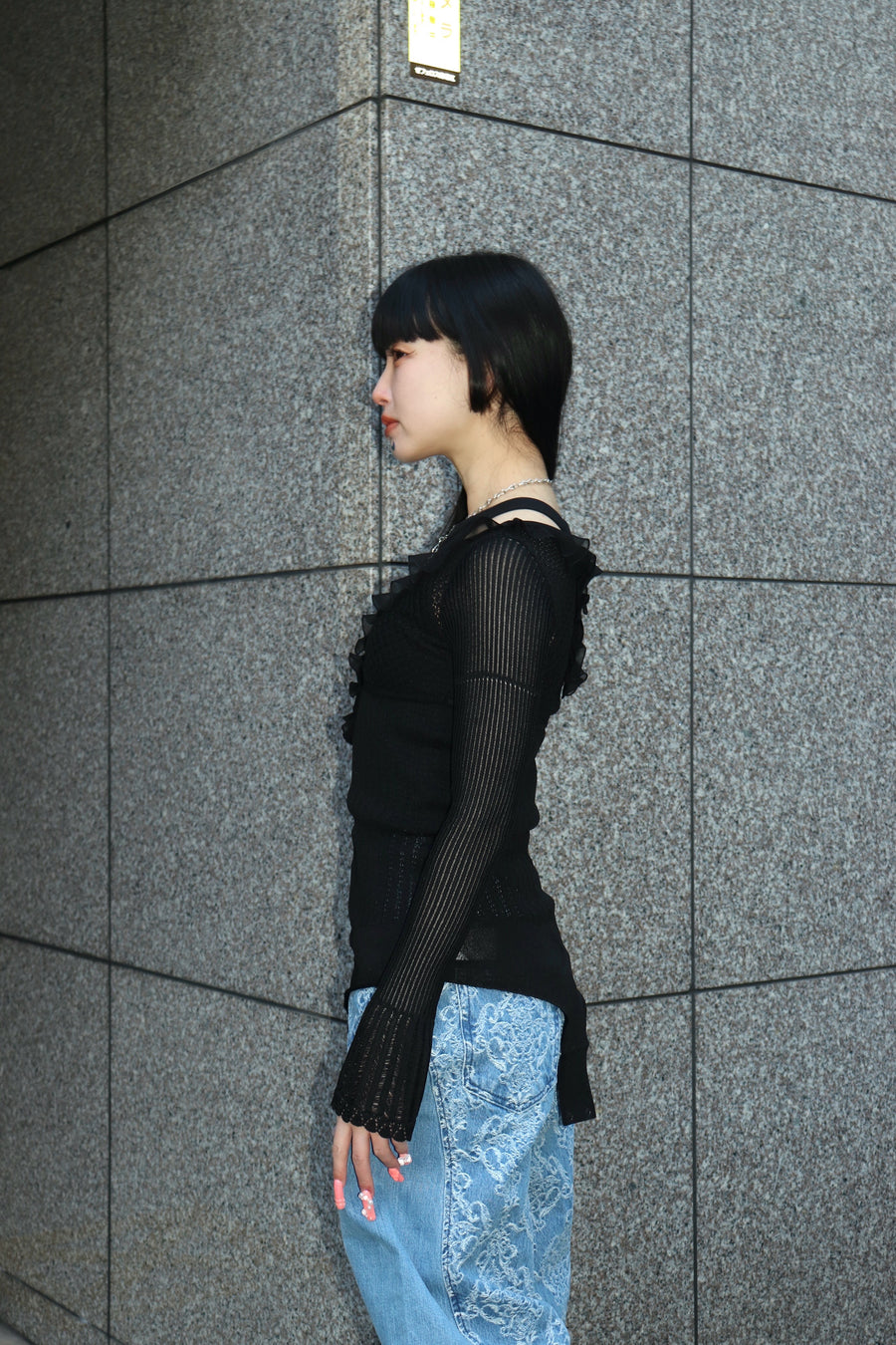 FETICO(フェティコ)のLACE KNIT CUT-OUT BODYSUIT BLACKの通販