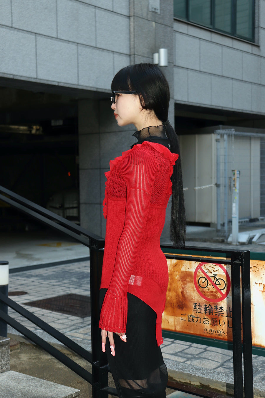 FETICO(フェティコ)のLACE KNIT CUT-OUT BODYSUIT REDの通販｜PALETTE