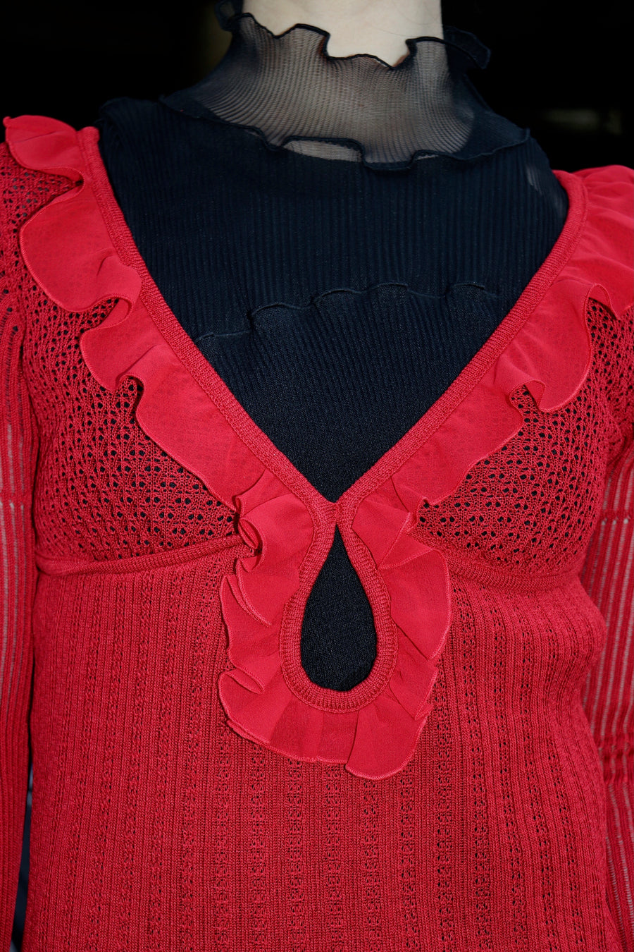 FETICO(フェティコ)のLACE KNIT CUT-OUT BODYSUIT REDの通販｜PALETTE