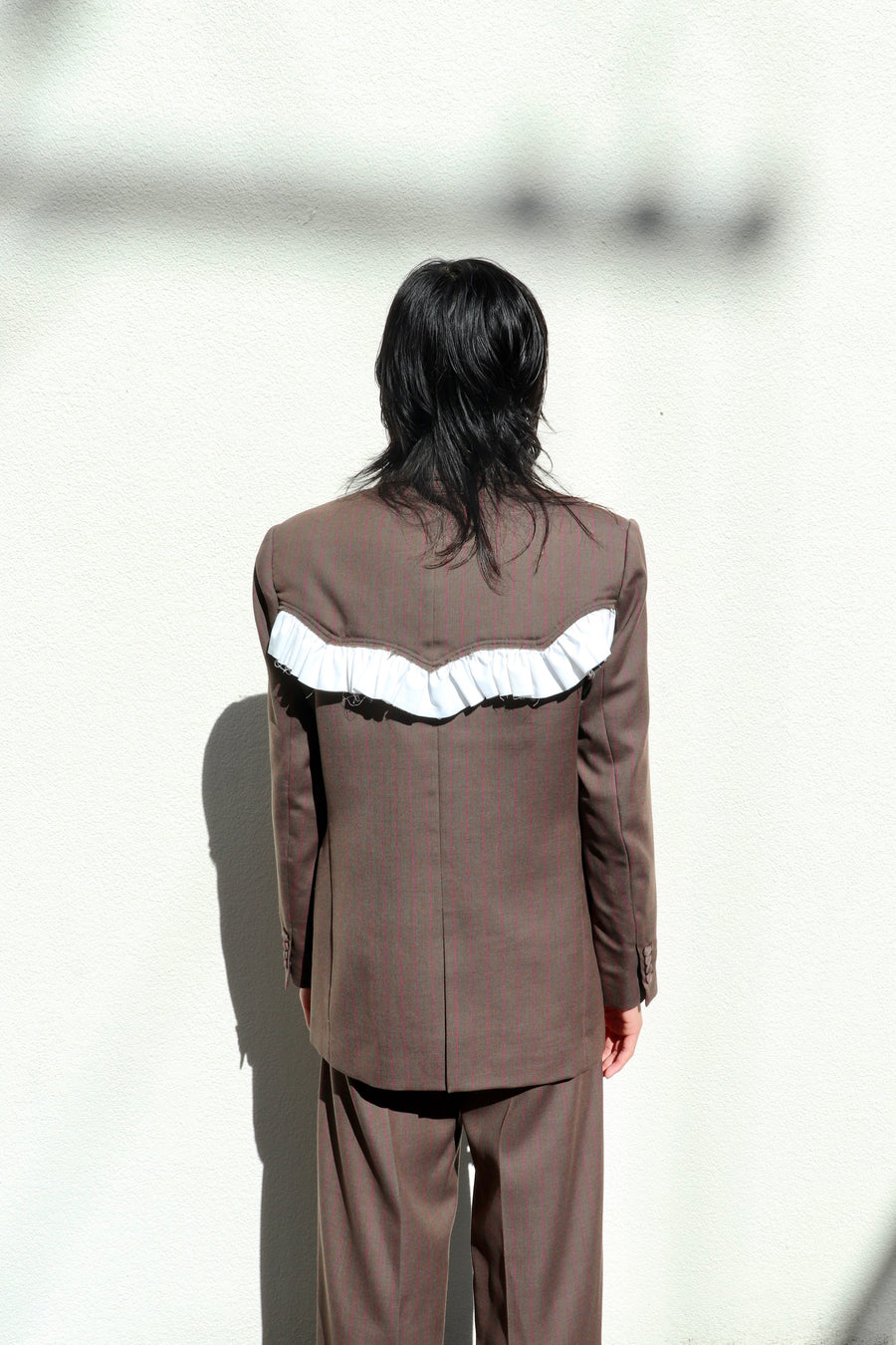 HOMMENA  Frillrd Western Double Breasted Jacket(BROWN)