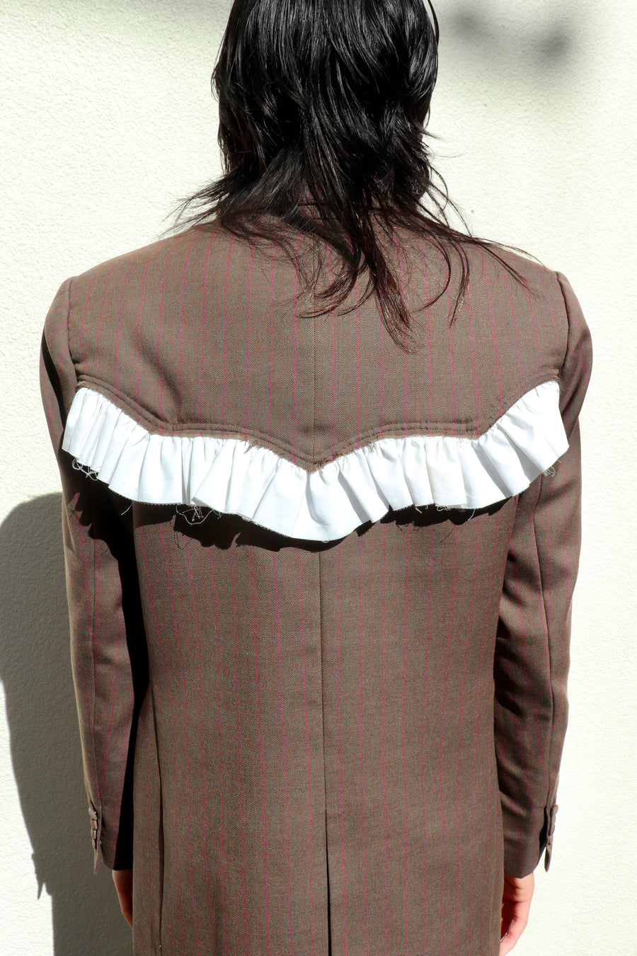 HOMMENA  Frillrd Western Double Breasted Jacket(BROWN)