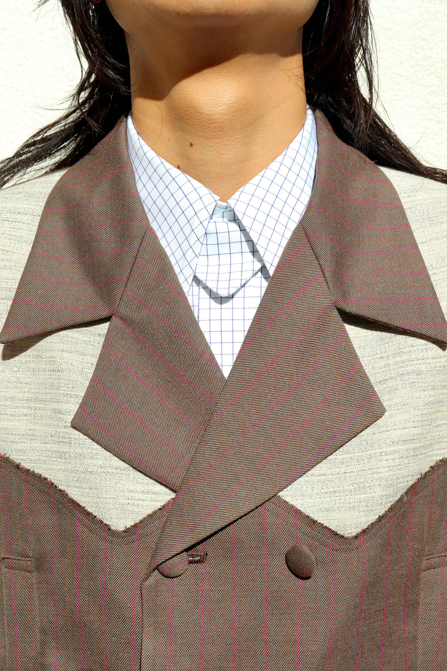 HOMMENA  Frillrd Western Double Breasted Jacket(BROWN)