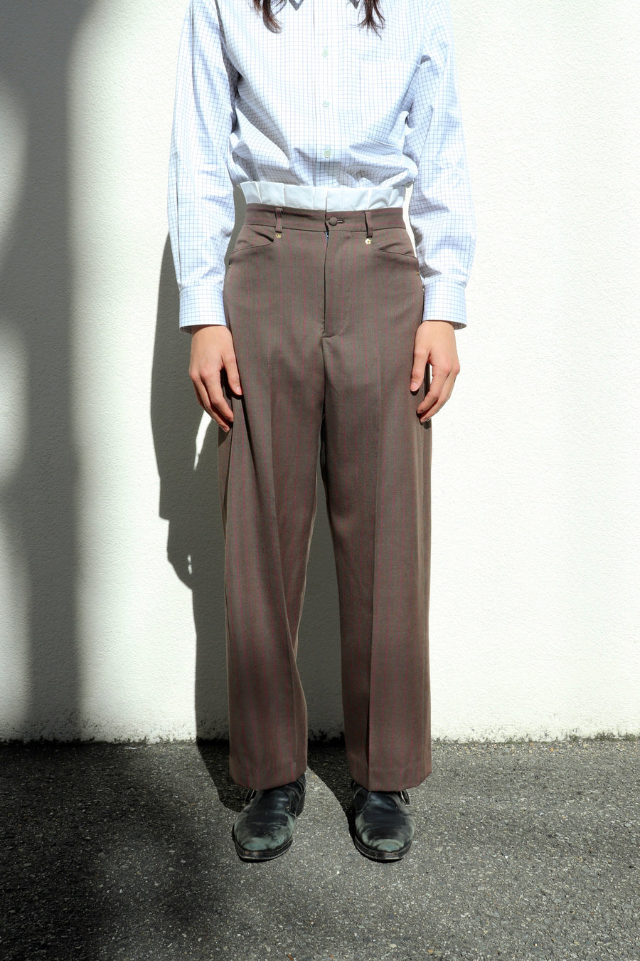 HOMMENA  Frilled Twisted Wide Pants(BROWN)