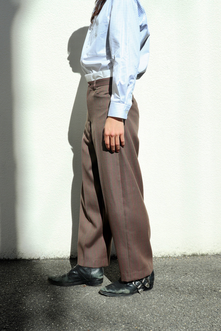 HOMMENA  Frilled Twisted Wide Pants(BROWN)