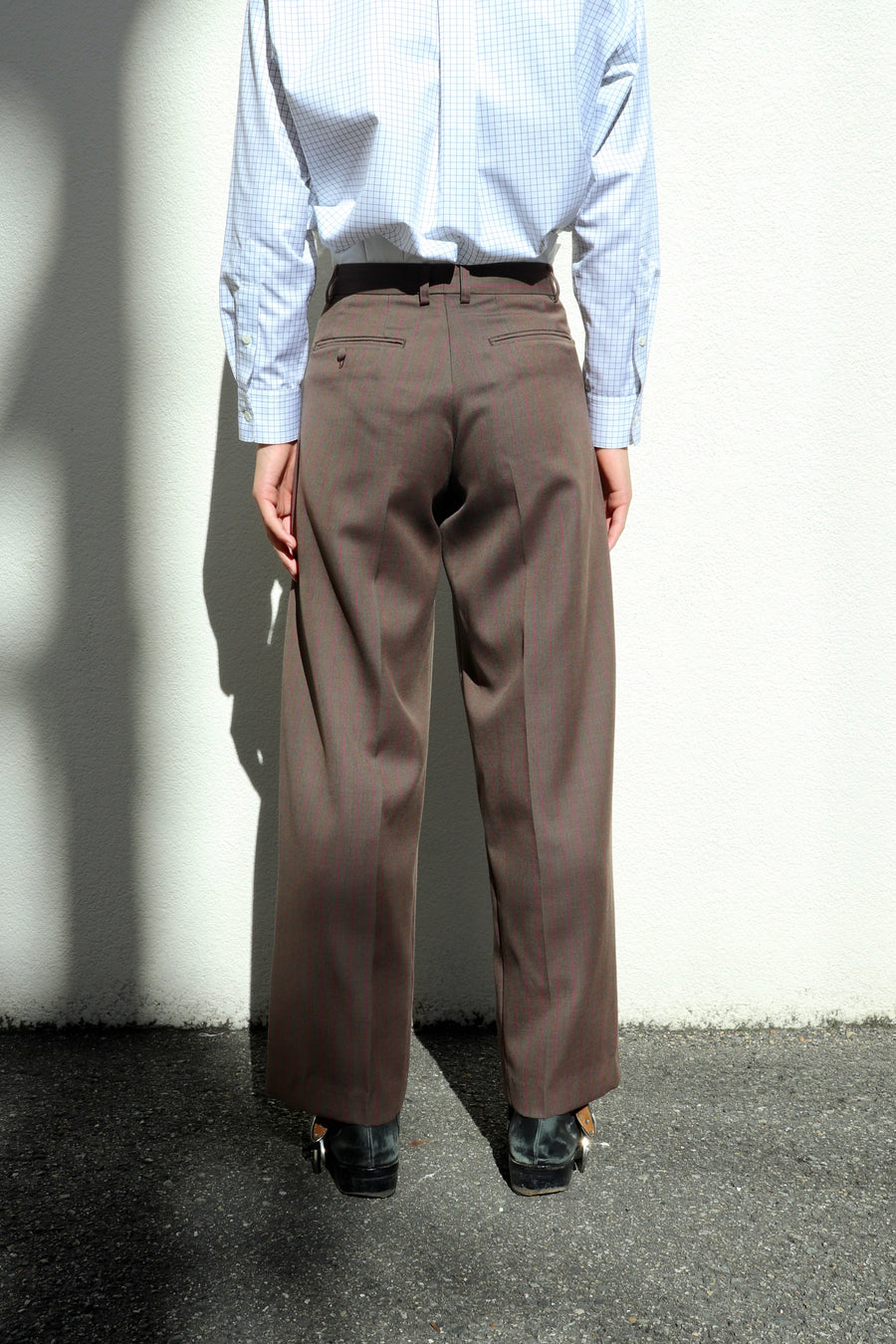 HOMMENA  Frilled Twisted Wide Pants(BROWN)