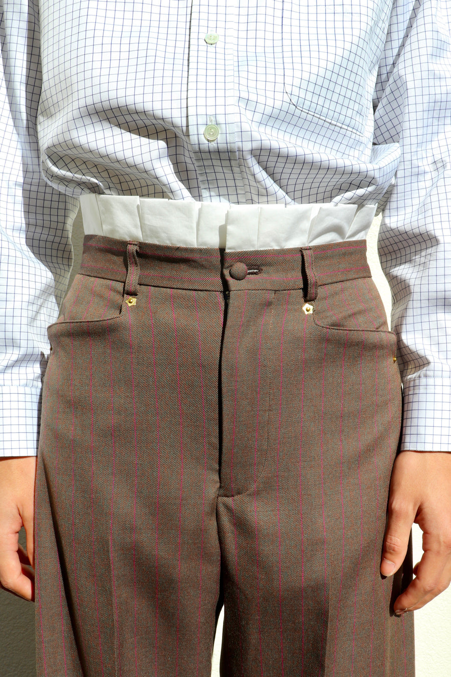 HOMMENA  Frilled Twisted Wide Pants(BROWN)