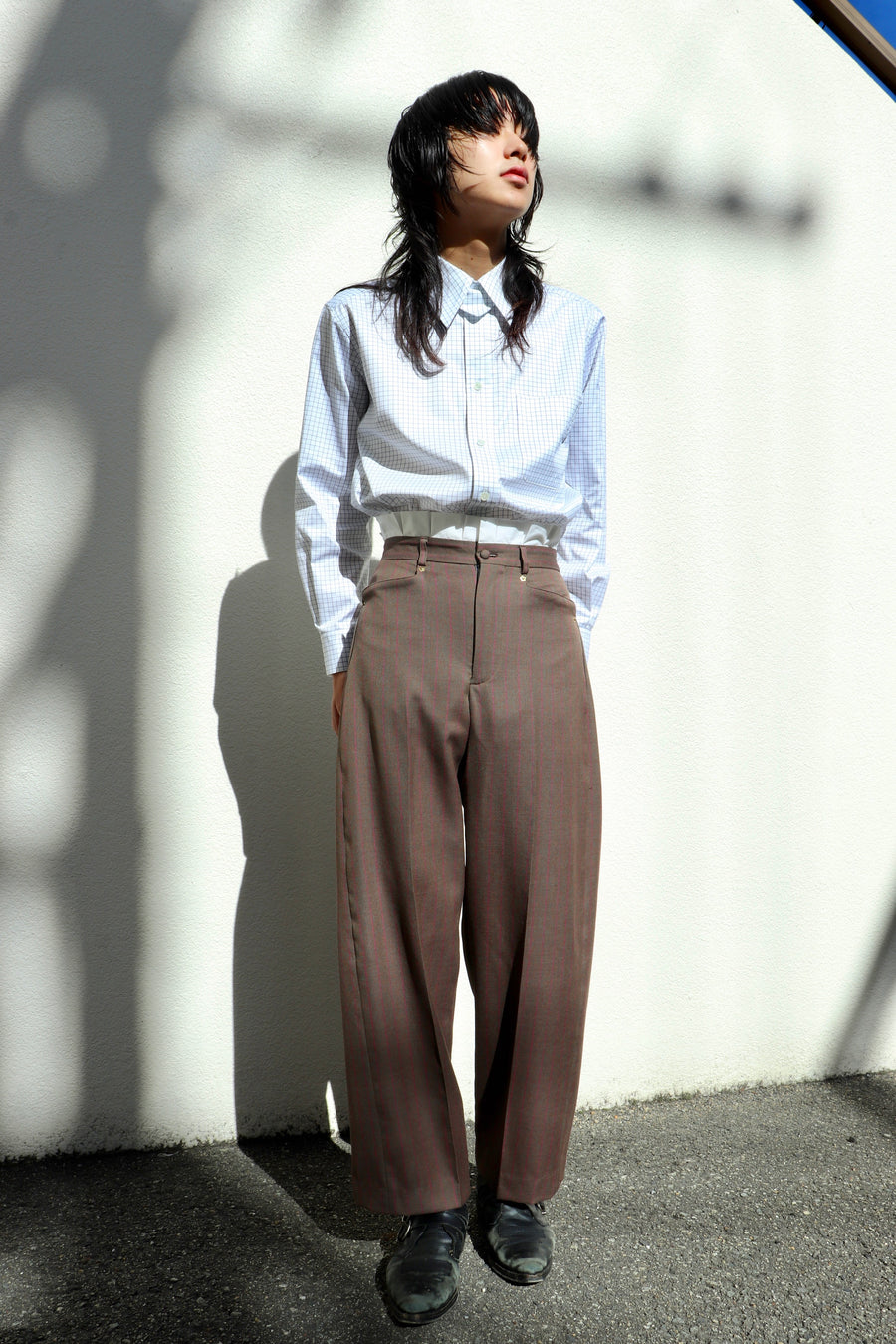 HOMMENA  Frilled Twisted Wide Pants(BROWN)