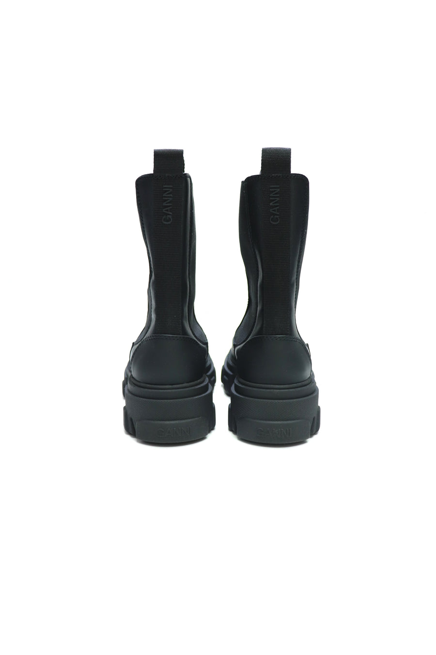 GANNI  Cleated Mid Chelsea Boot Black Stitch