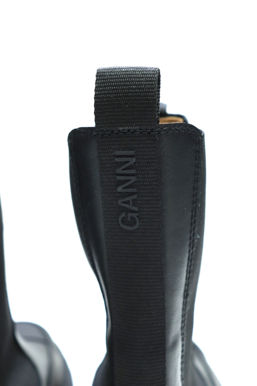 GANNI  Cleated Mid Chelsea Boot Black Stitch