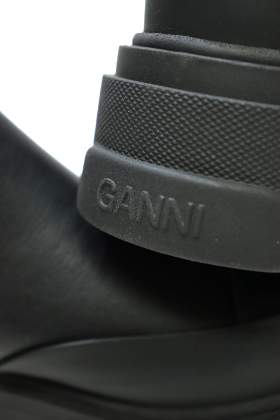 GANNI  Cleated Mid Chelsea Boot Black Stitch