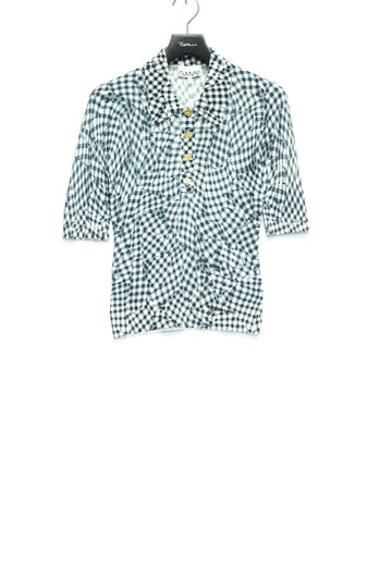 GANNI  Sheer Cotton Printed Polo