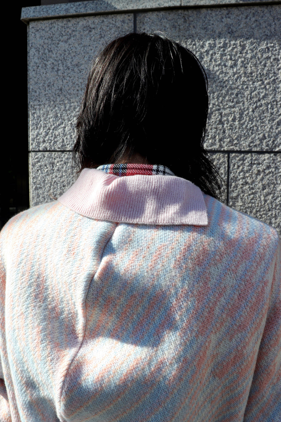 HOMMENA  Big Drape Check Knit PO