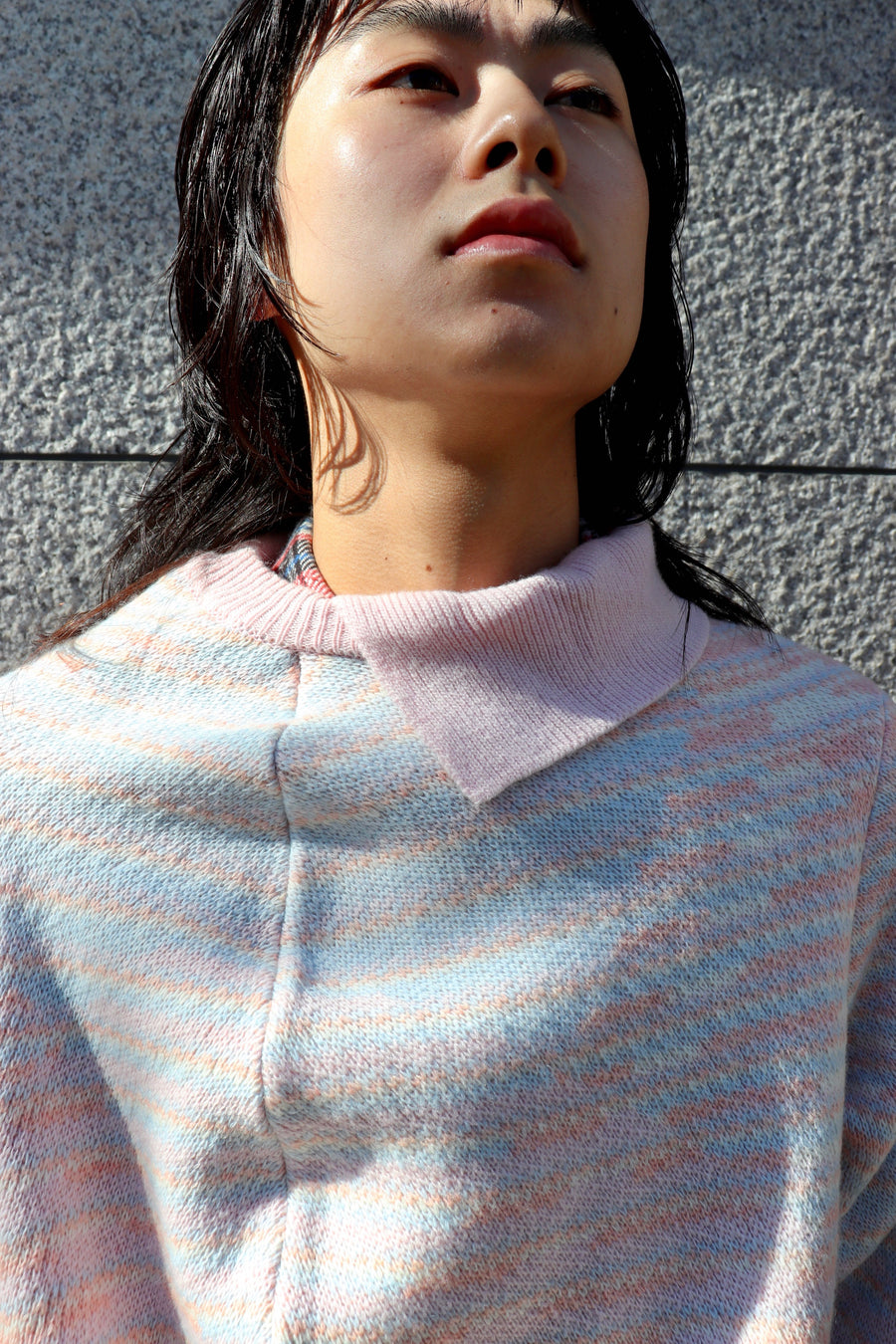 HOMMENA  Big Drape Check Knit PO