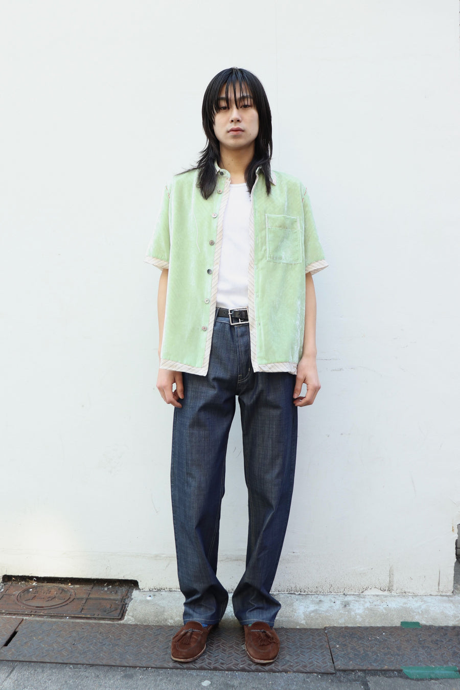 MASU(エムエーエスユー)の2026ss UNEVEN VELVET HALF SLEEVE SHIRT