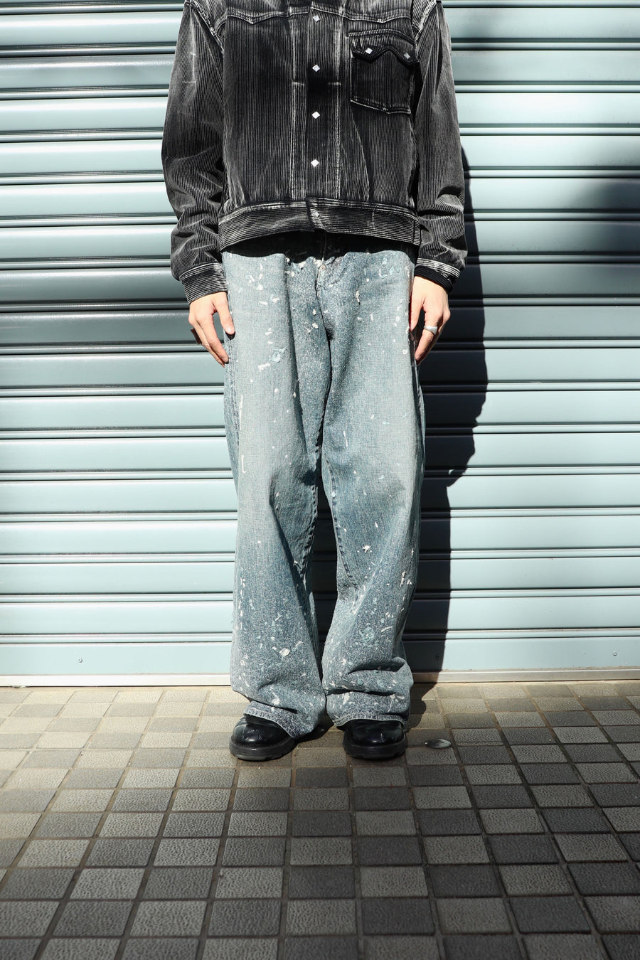 SUGARHILL  MOLDED DENIM TROUSERS WIDE CUT(INDIGO)