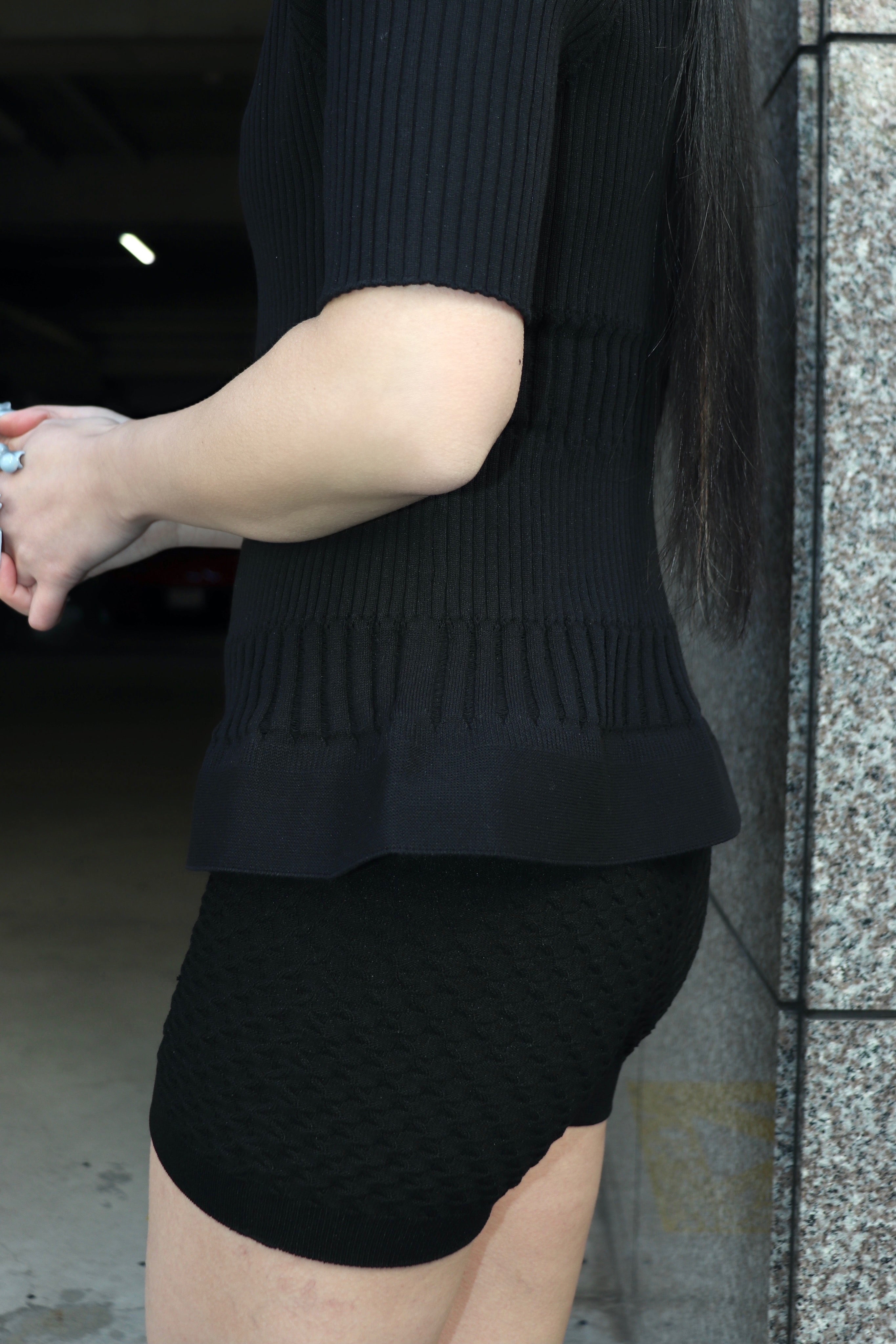 JUUKIFF(ジューキフ)のLACE RIBBED TOP IN MIXED COTTONの通販