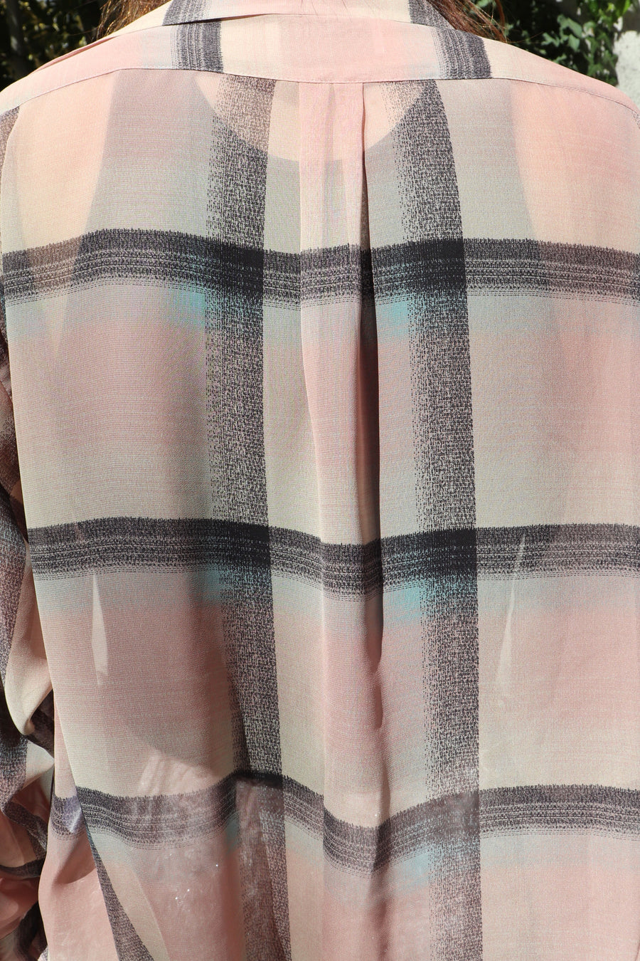 SUGARHILL  SHEER OMBRE PLAID BLOUSE(PINK OMBRE)