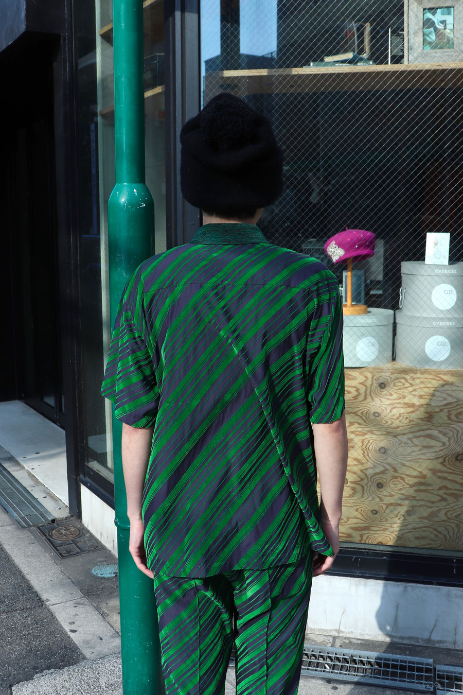 TOGA TOO  Flocky print S/S shirt(GREEN)