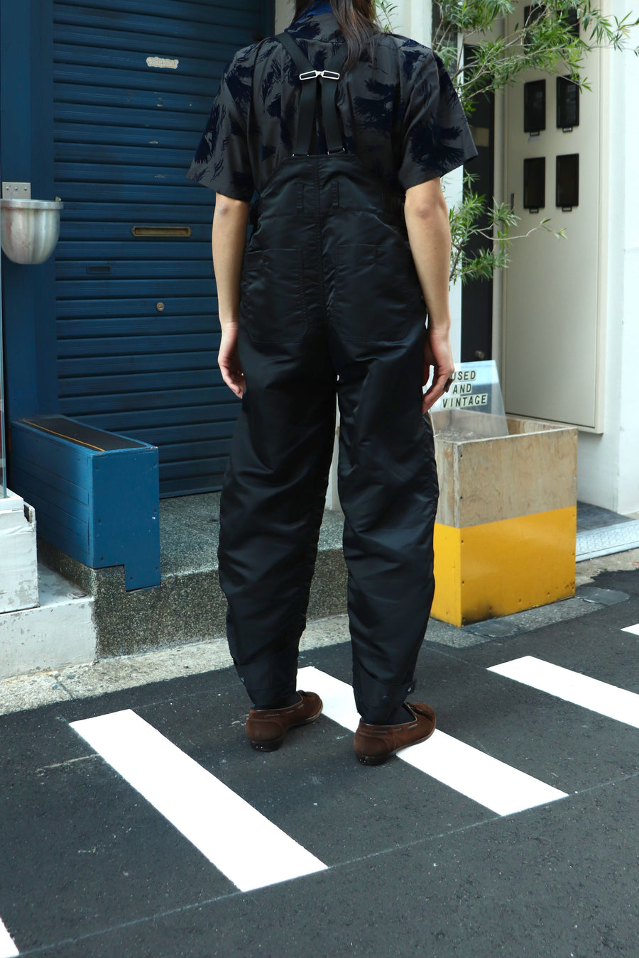 TOGA VIRILIS  Nylon twill suspenders pants(BLACK)