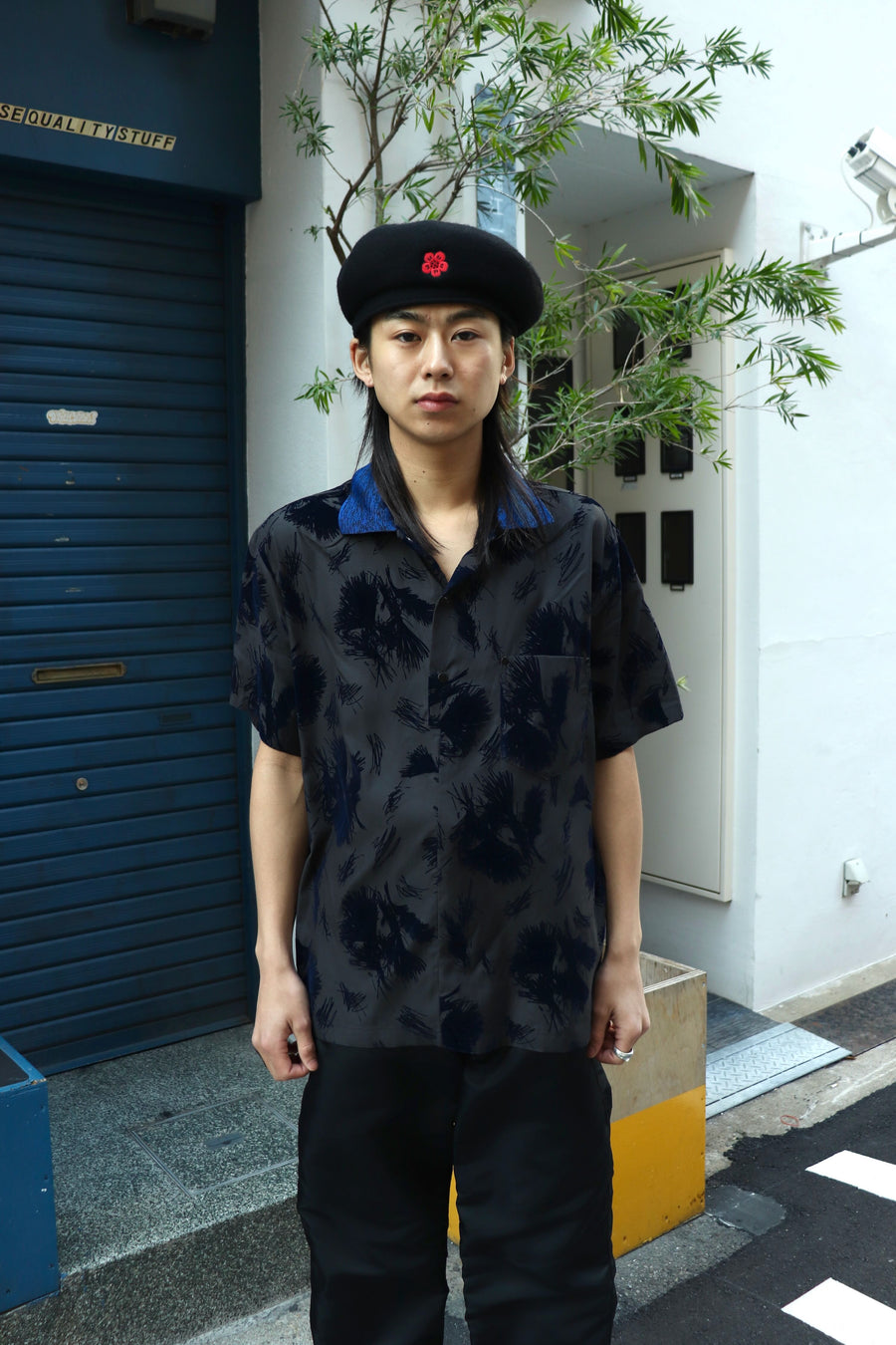 TOGA TOO  Flocky print S/S shirt(BLACK)