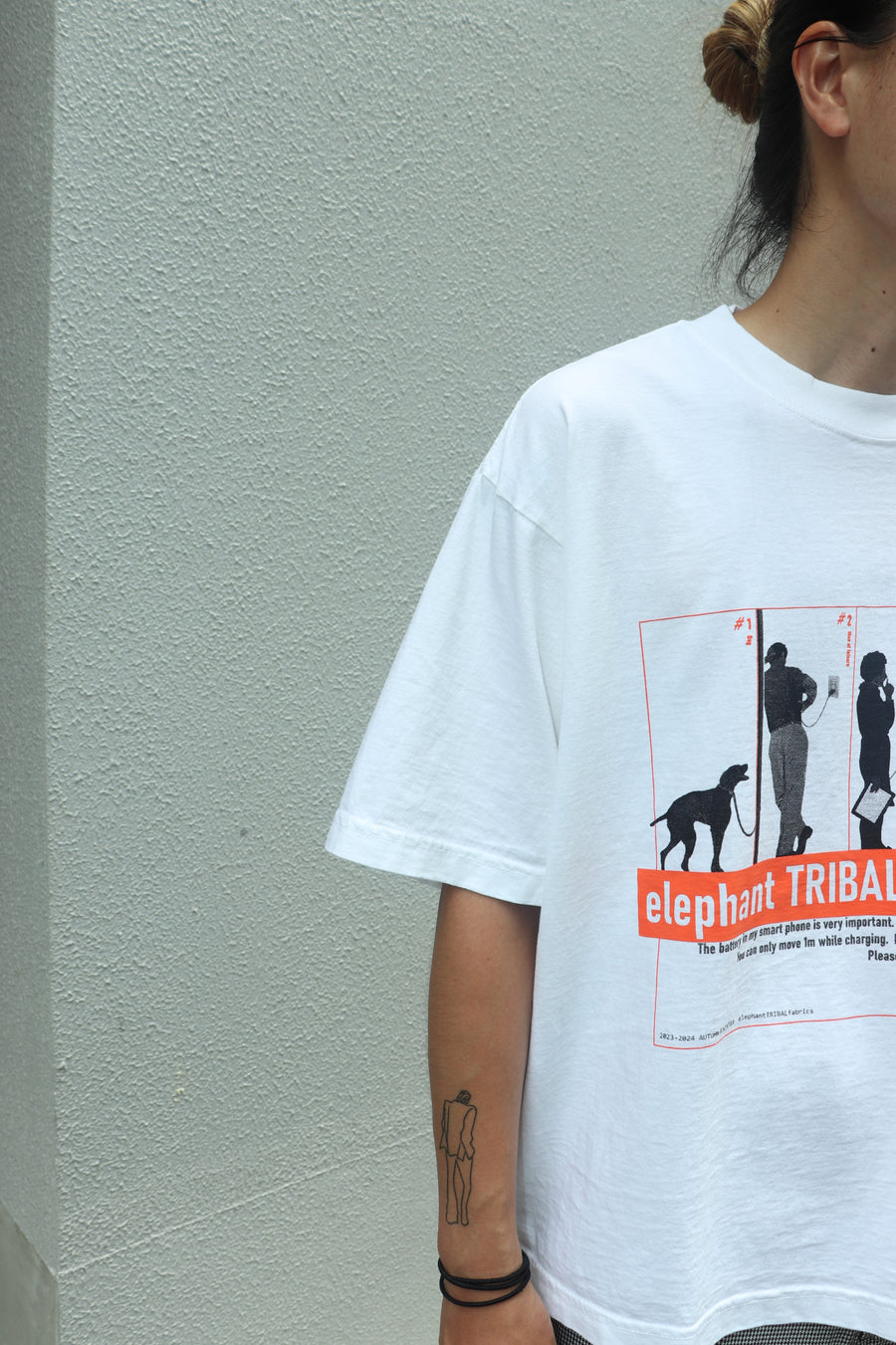 elephant TRIBAL fabrics  OVER DYE FAT T-SH【CHARGINIG LIFE】