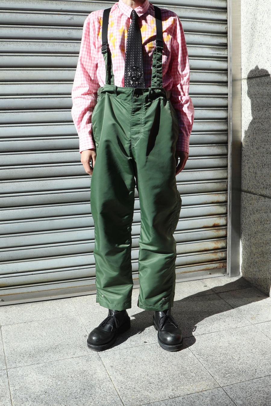 TOGA VIRILIS  Nylon twill suspenders pants(KHAKI)