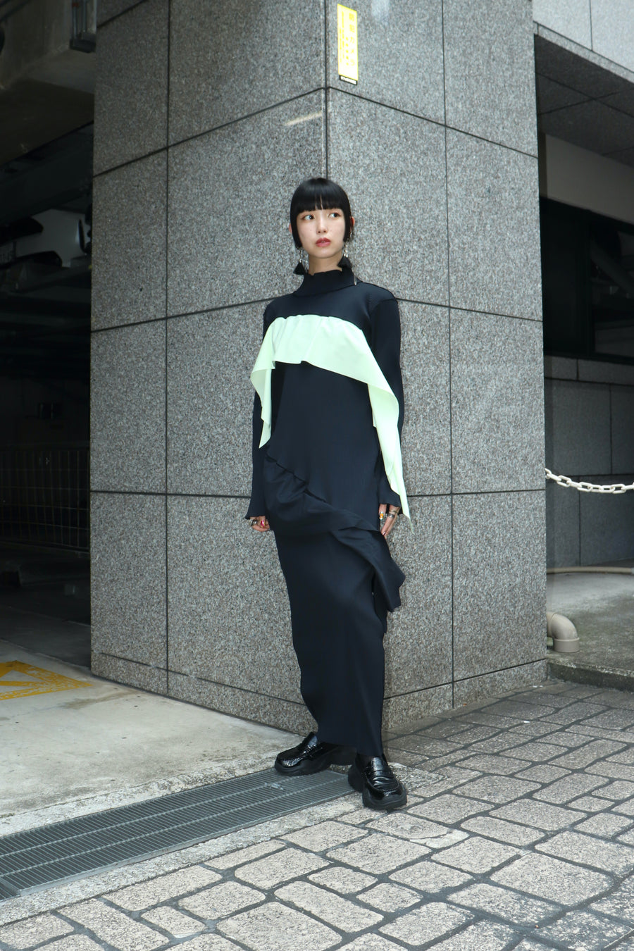 kotohayokozawa  Todo wave long sleeve dress Highneck type