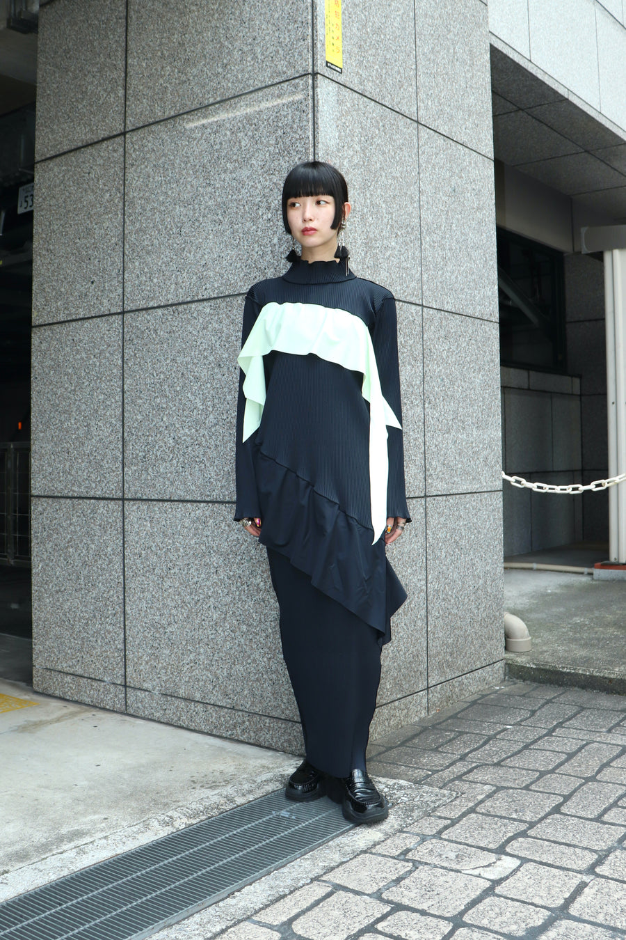 kotohayokozawa  Todo wave long sleeve dress Highneck type