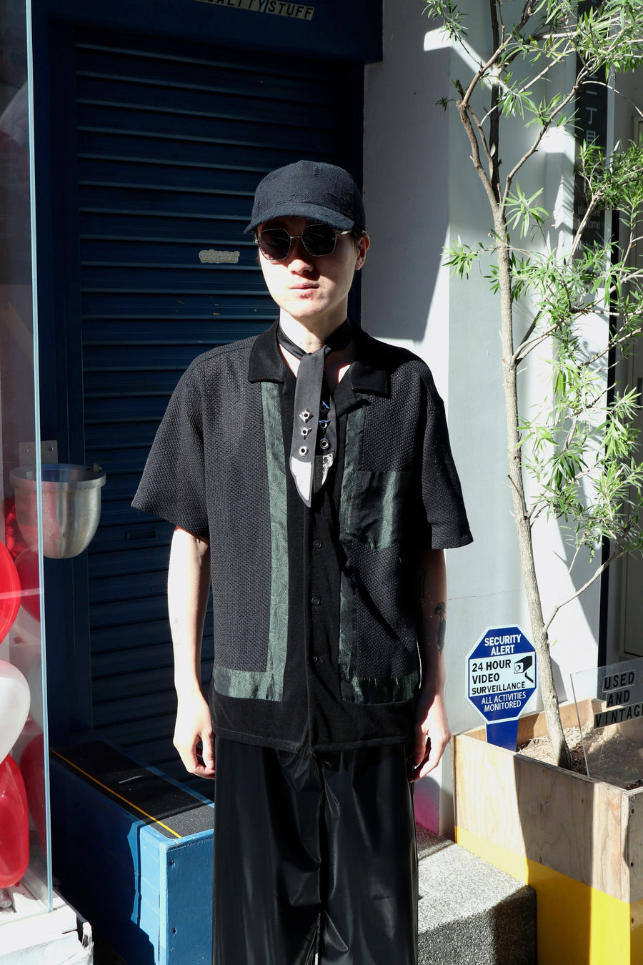 TOGA VIRILIS  Raschel mesh shirt S/S(BLACK)