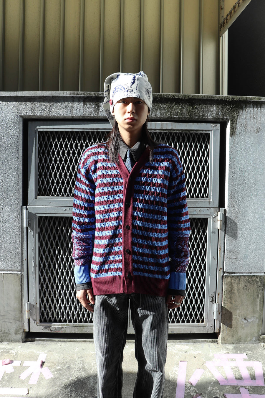 TOGA VIRILIS  Jacquard knit cardigan(DARK RED)